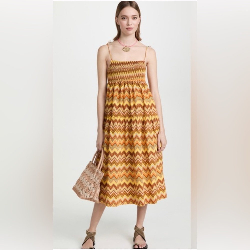SWF A Line Dress zigzag Patterned smocked Summer Dress size small